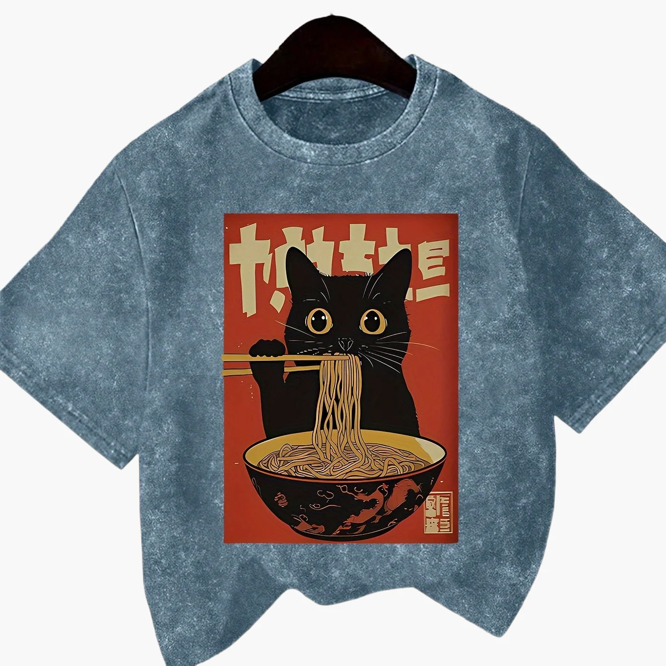 Damen Vintage T-Shirt mit Katzen- und Ramen-Print – Lustiges Grafikshirt für Freizeit und Streetwear - Image 14