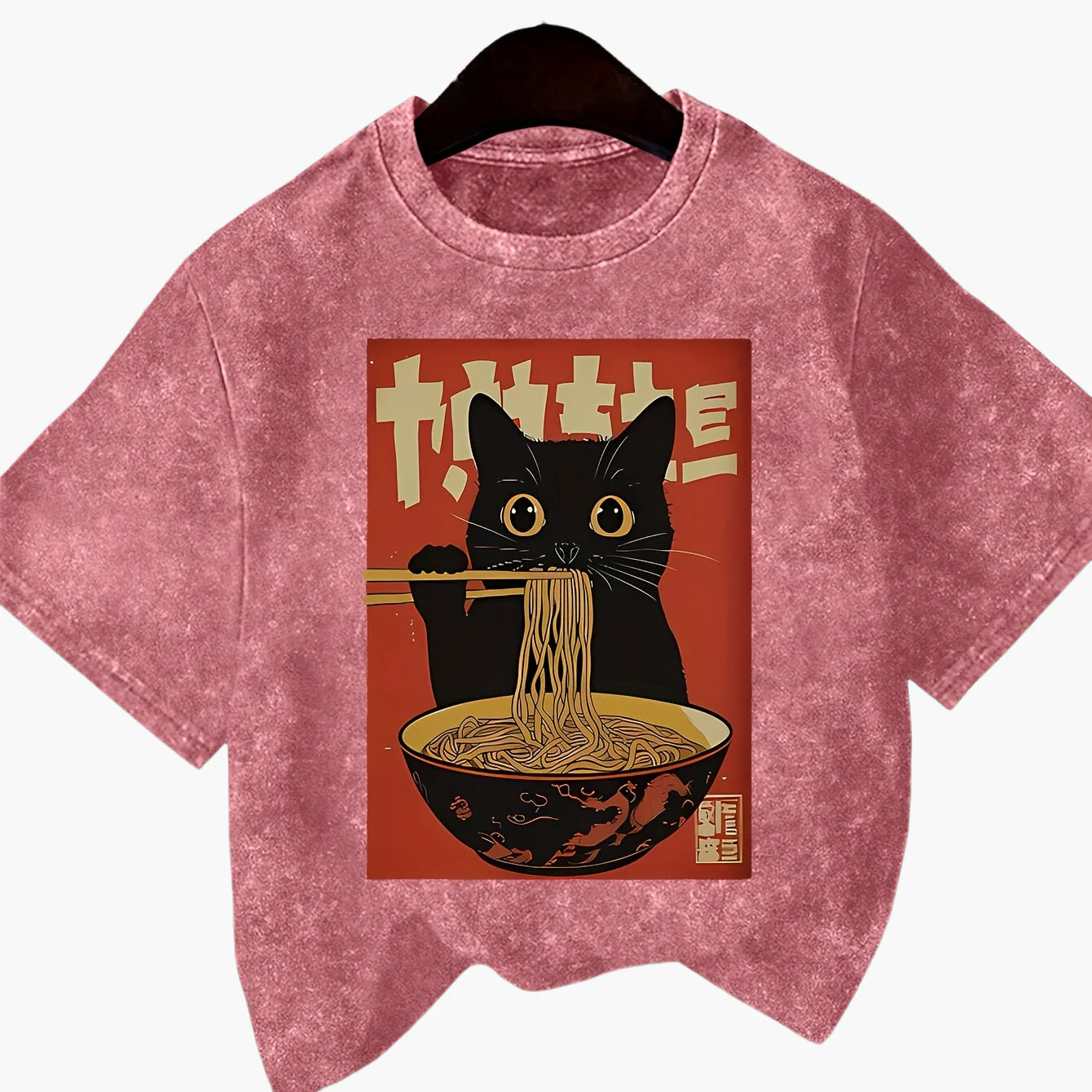 Damen Vintage T-Shirt mit Katzen- und Ramen-Print – Lustiges Grafikshirt für Freizeit und Streetwear - Image 15