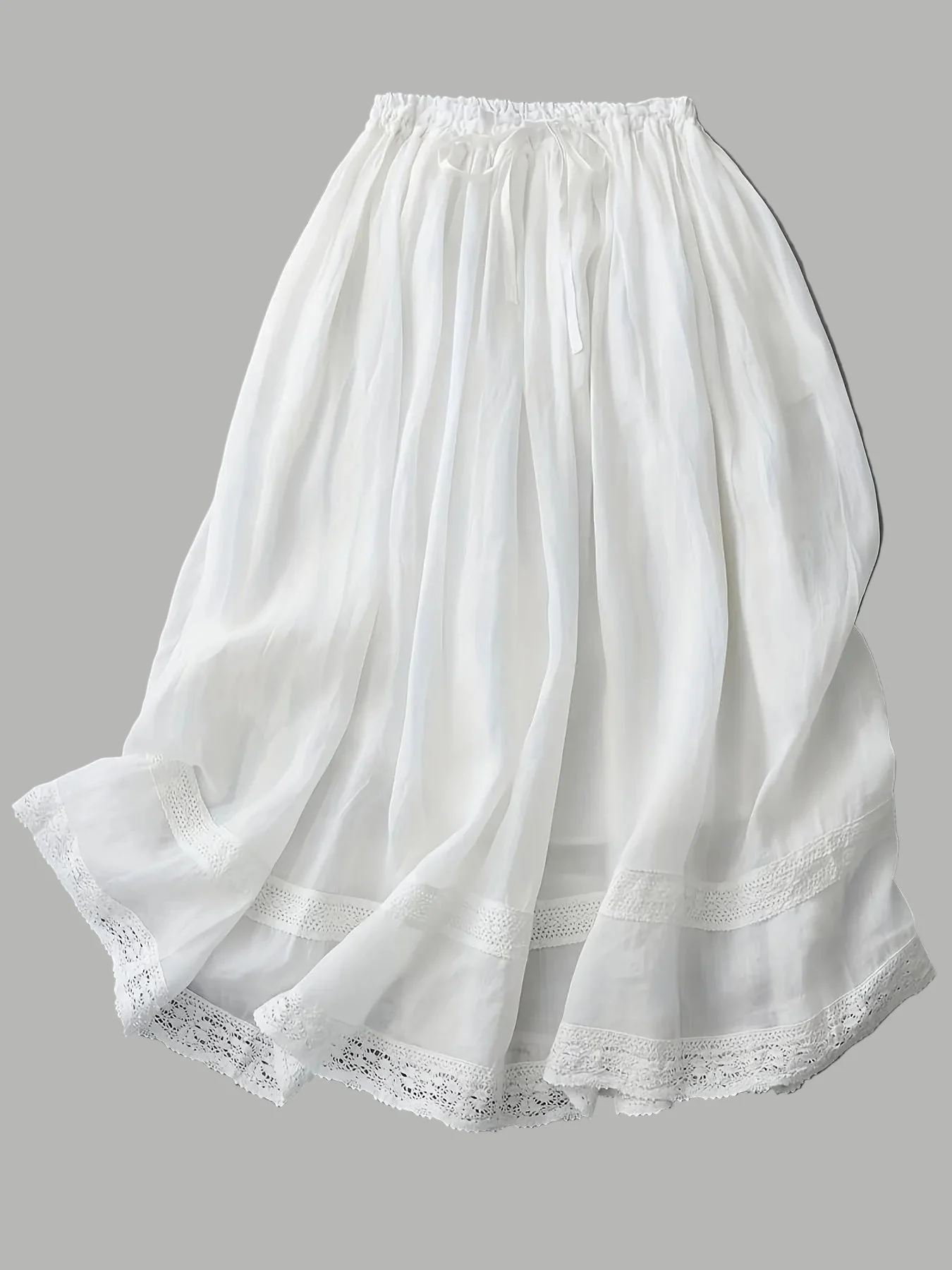 Damen Vintage Unterrock mit Spitze für Sommer, Midi Petticoat im Romantik-Stil