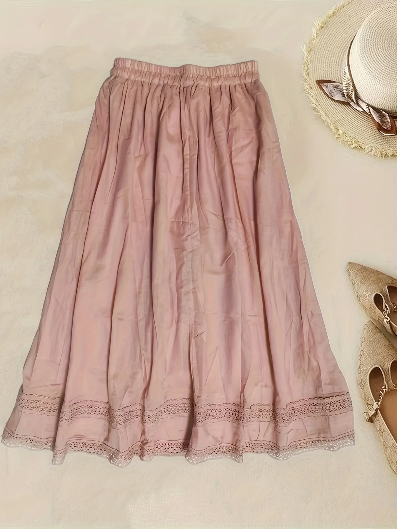 Damen Vintage Unterrock mit Spitze für Sommer, Midi Petticoat im Romantik-Stil - Image 6
