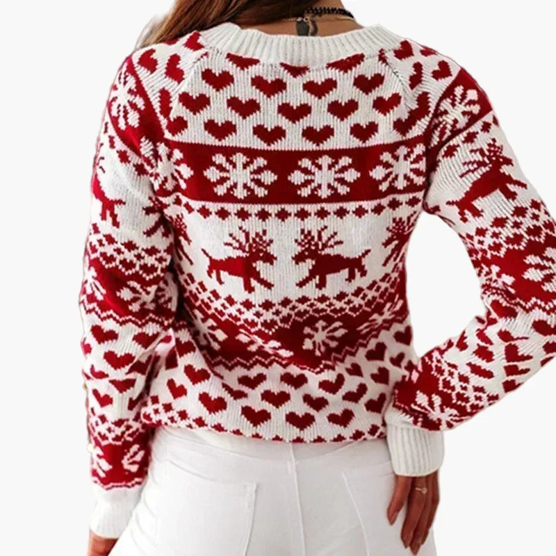 Damen Weihnachtlicher Norwegerpullover mit Rentier- und Herzmuster – Perfekt für festliche Anlässe - Image 5