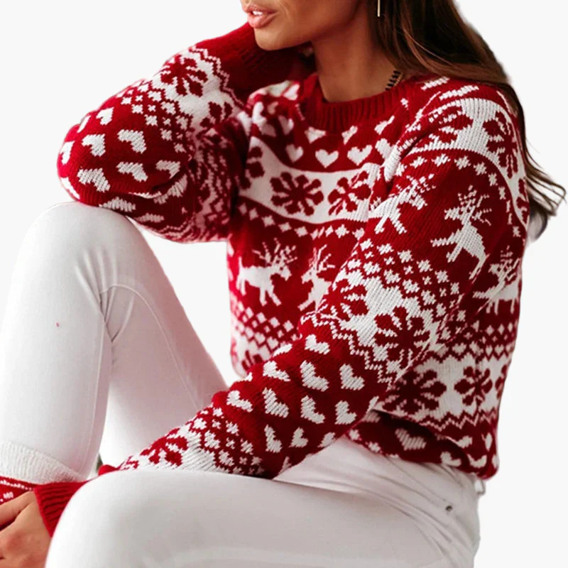 Damen Weihnachtlicher Norwegerpullover mit Rentier- und Herzmuster – Perfekt für festliche Anlässe - Image 7