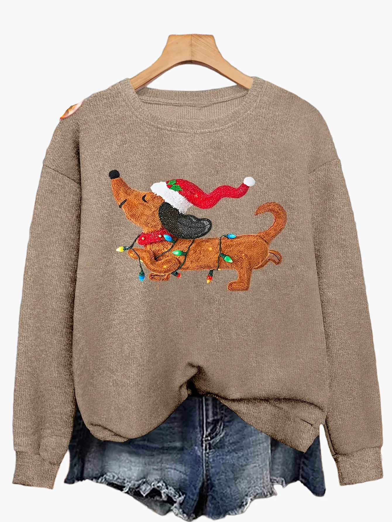 Damen Weihnachtspullover mit Dackel-Motiv – Lustiger Casual Sweater für die Weihnachtszeit - Image 4