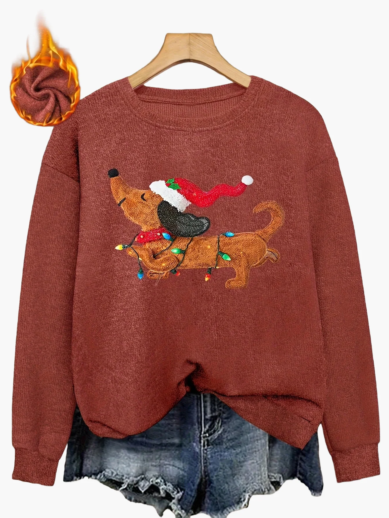 Damen Weihnachtspullover mit Dackel-Motiv – Lustiger Casual Sweater für die Weihnachtszeit - Image 6