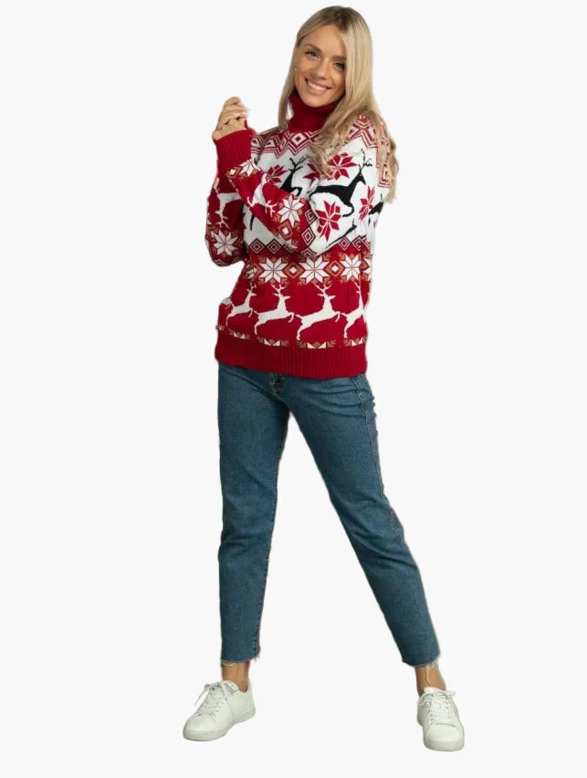 Damen Weihnachtspullover mit Rentier- und Schneeflockenmuster – Modischer Winter Pullover für festliche Anlässe - Image 3