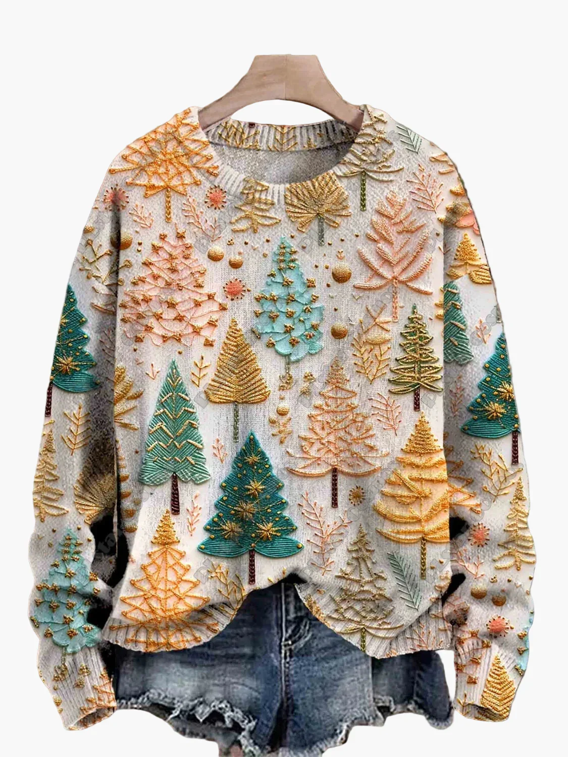Damen Weihnachtspullover mit Stickerei – Süßer Winter-Festlicher Sweater - Image 10
