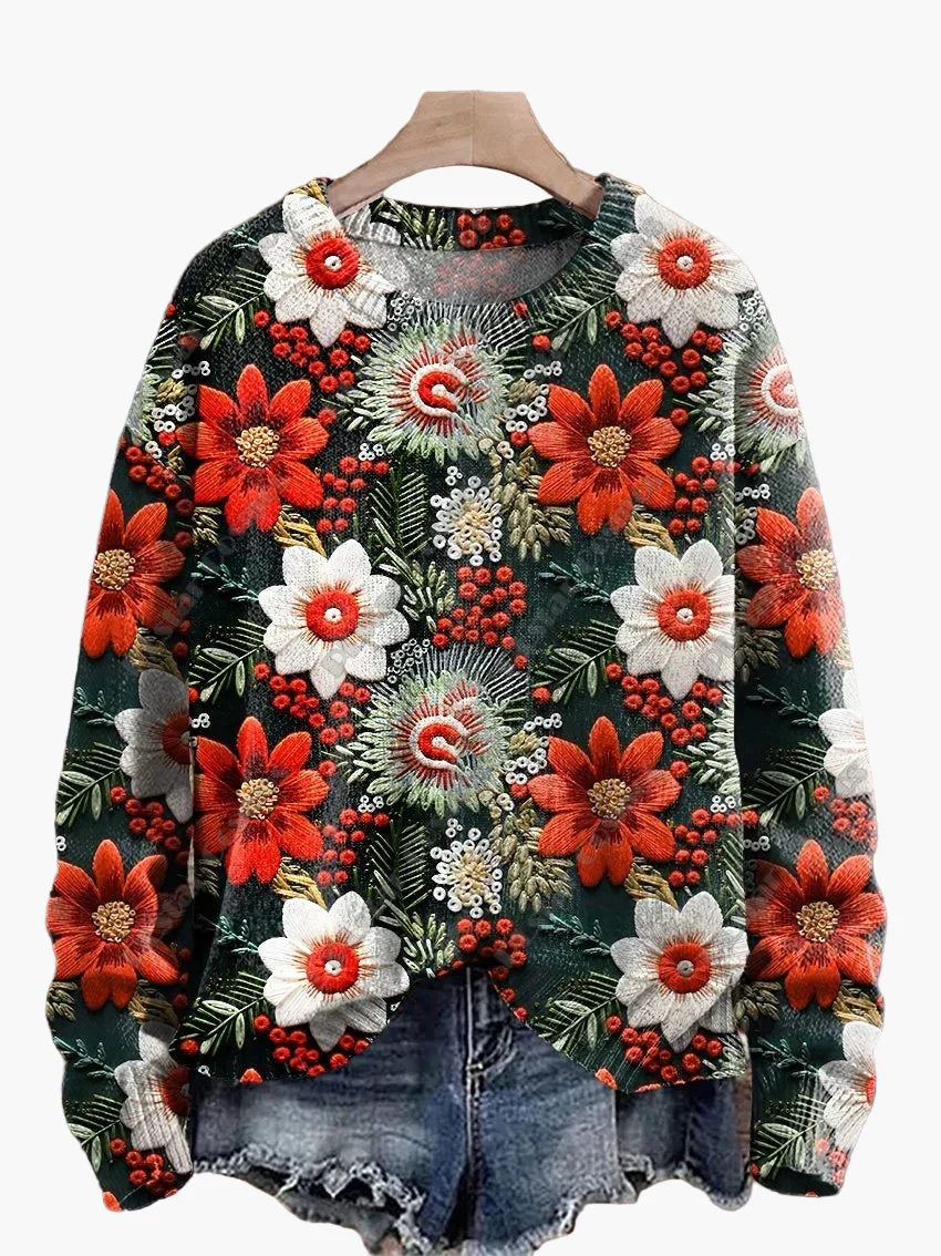 Damen Weihnachtspullover mit Stickerei – Süßer Winter-Festlicher Sweater - Image 12