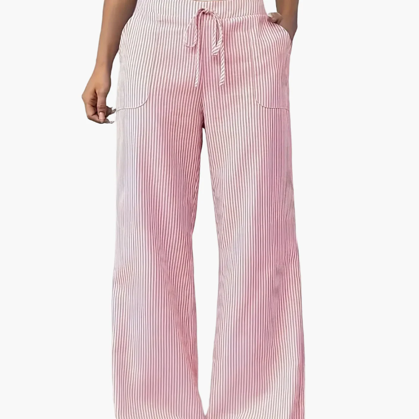 Damen Weitbeinige Freizeithose mit Streifen und Kordelzug – Lässige Streetwear für Alltag und Wochenende - Image 13