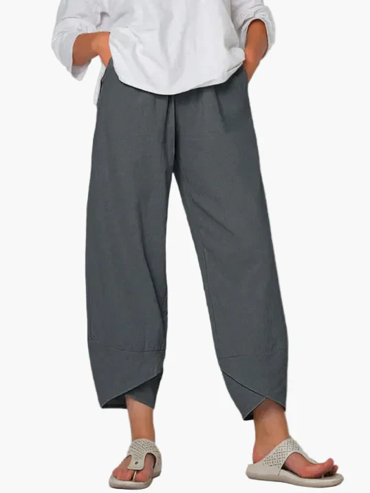Damen Weite Cropped-Hose mit Überlappendem Saum – Modisch, Bequem & Vielseitig für Alltag und Freizeit - Image 10