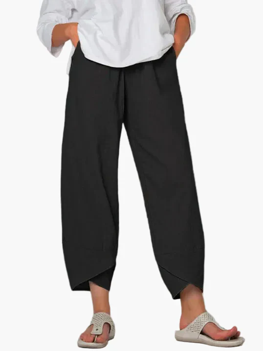 Damen Weite Cropped-Hose mit Überlappendem Saum – Modisch, Bequem & Vielseitig für Alltag und Freizeit - Image 5