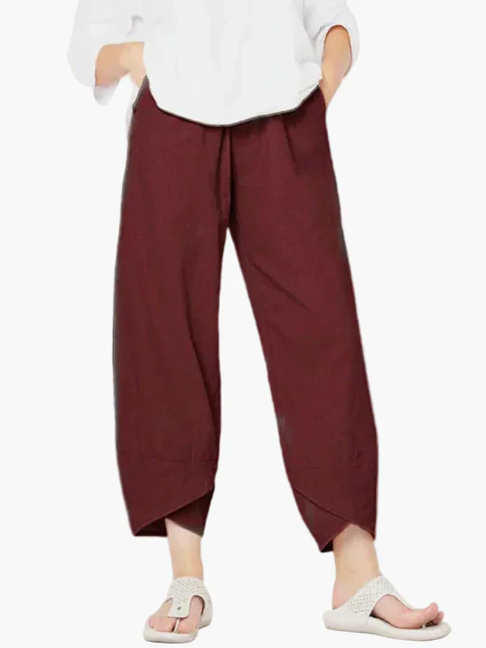 Damen Weite Cropped-Hose mit Überlappendem Saum – Modisch, Bequem & Vielseitig für Alltag und Freizeit - Image 6