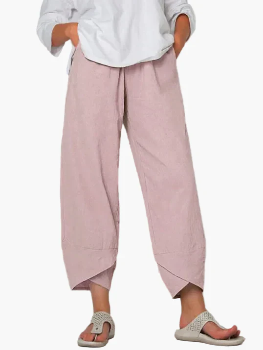 Damen Weite Cropped-Hose mit Überlappendem Saum – Modisch, Bequem & Vielseitig für Alltag und Freizeit - Image 7