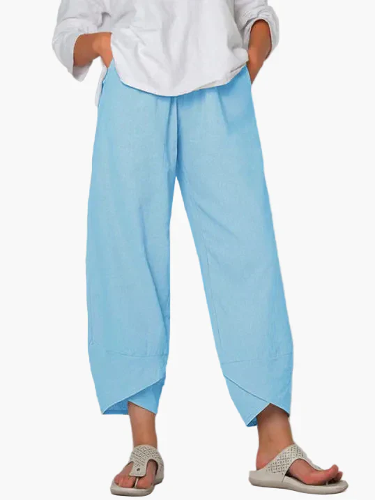 Damen Weite Cropped-Hose mit Überlappendem Saum – Modisch, Bequem & Vielseitig für Alltag und Freizeit - Image 8