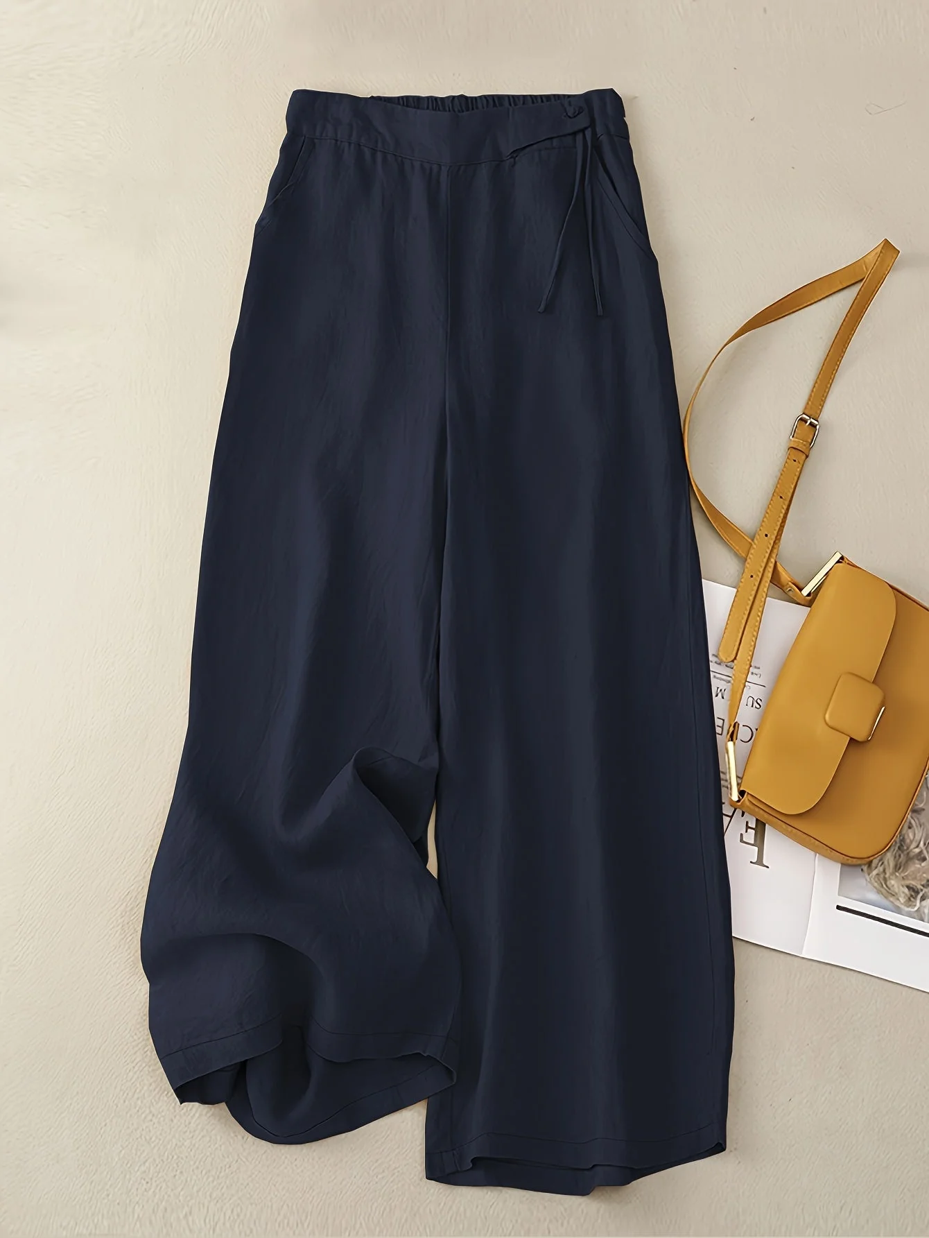 Damen Weite Freizeithose Elegant mit Bindegürtel – Perfekt für Frühling und Sommer