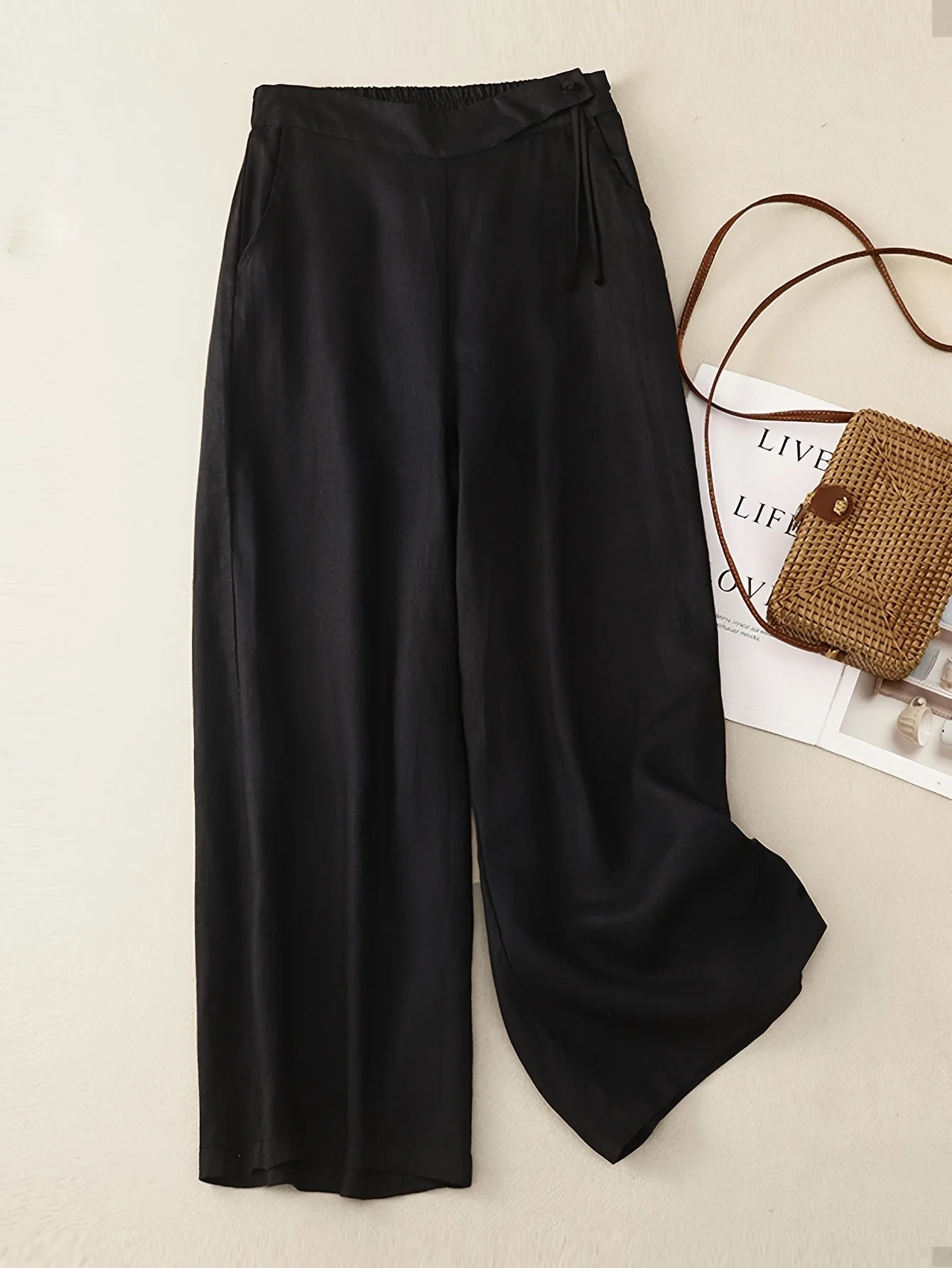 Damen Weite Freizeithose Elegant mit Bindegürtel – Perfekt für Frühling und Sommer - Image 2