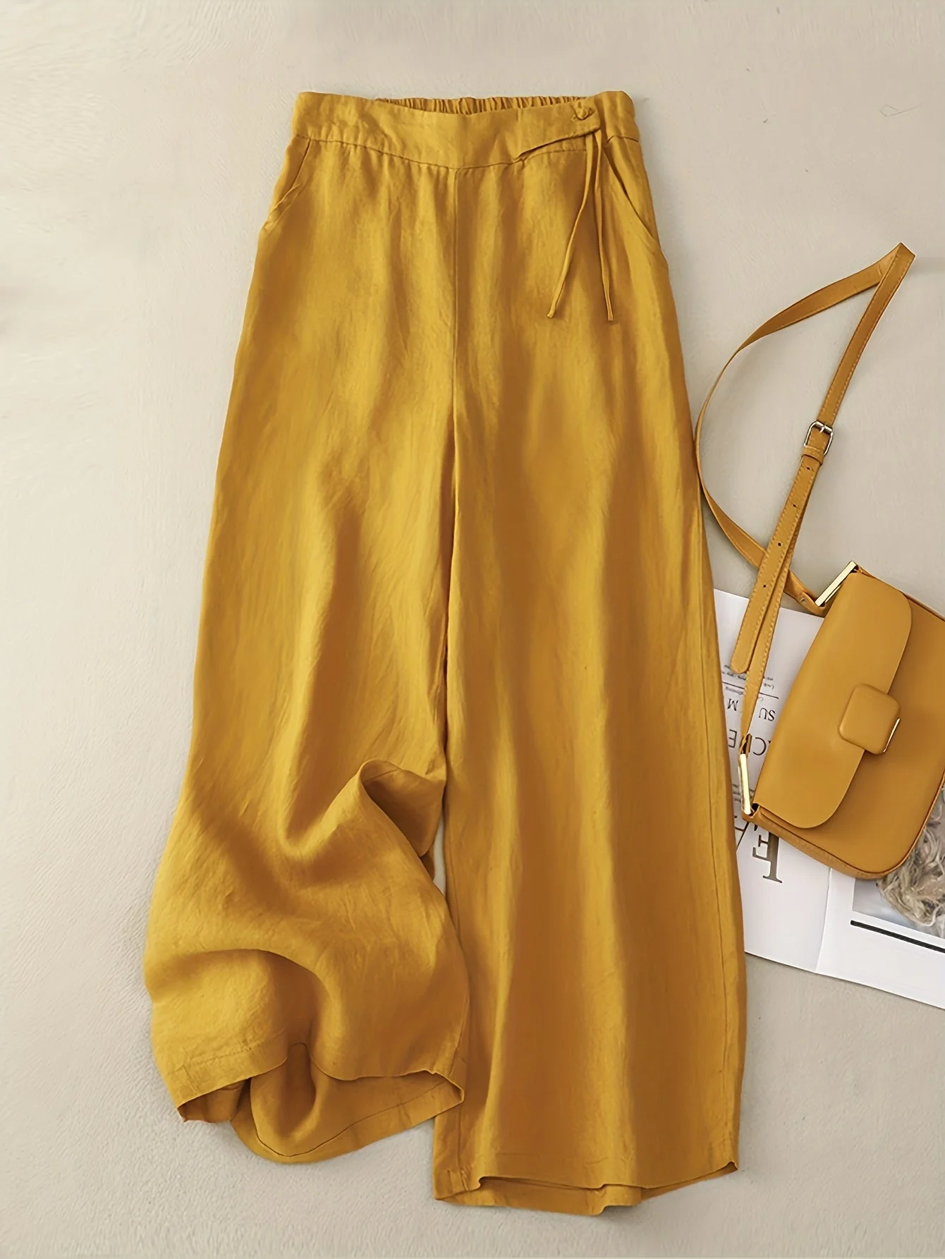Damen Weite Freizeithose Elegant mit Bindegürtel – Perfekt für Frühling und Sommer - Image 5