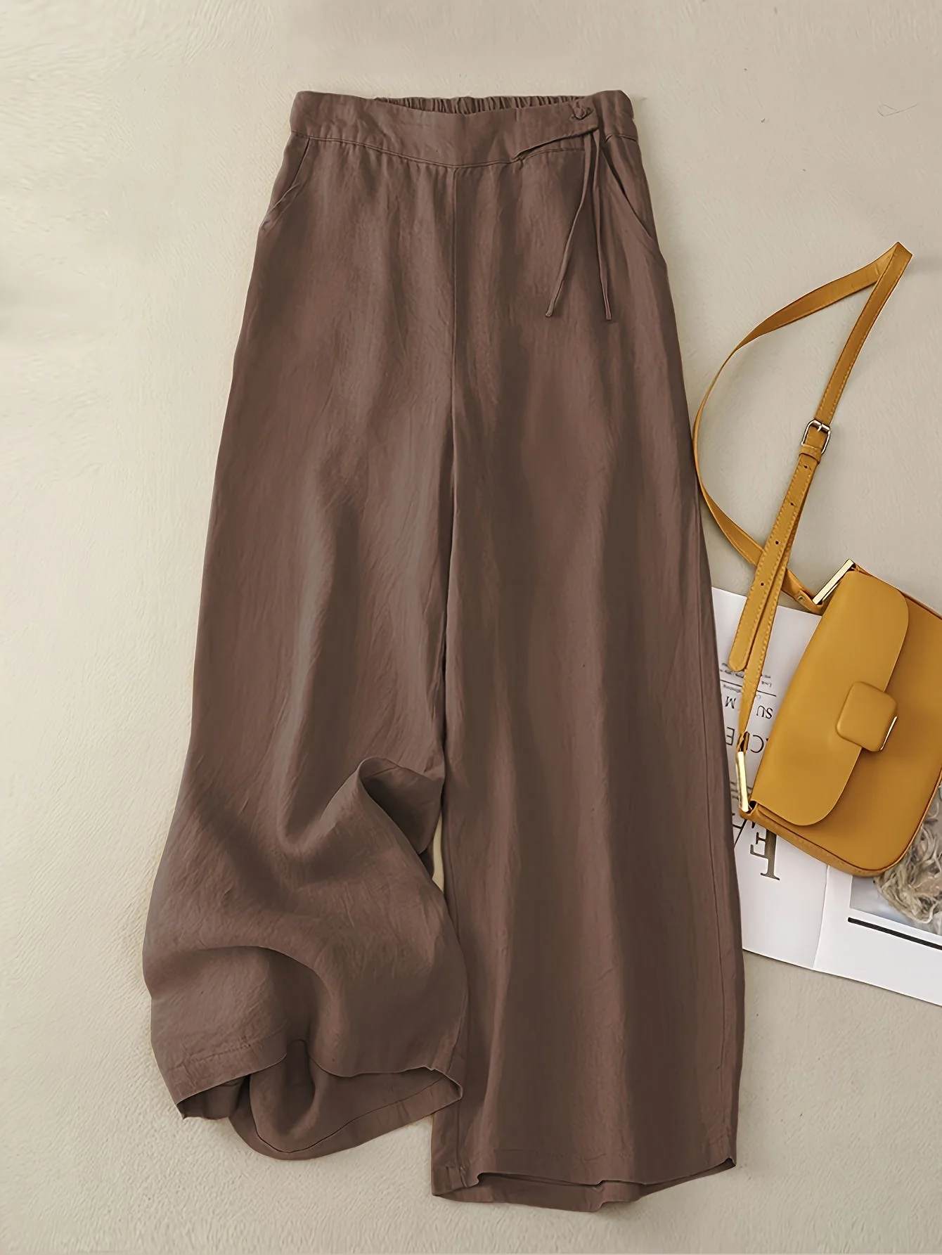 Damen Weite Freizeithose Elegant mit Bindegürtel – Perfekt für Frühling und Sommer - Image 6