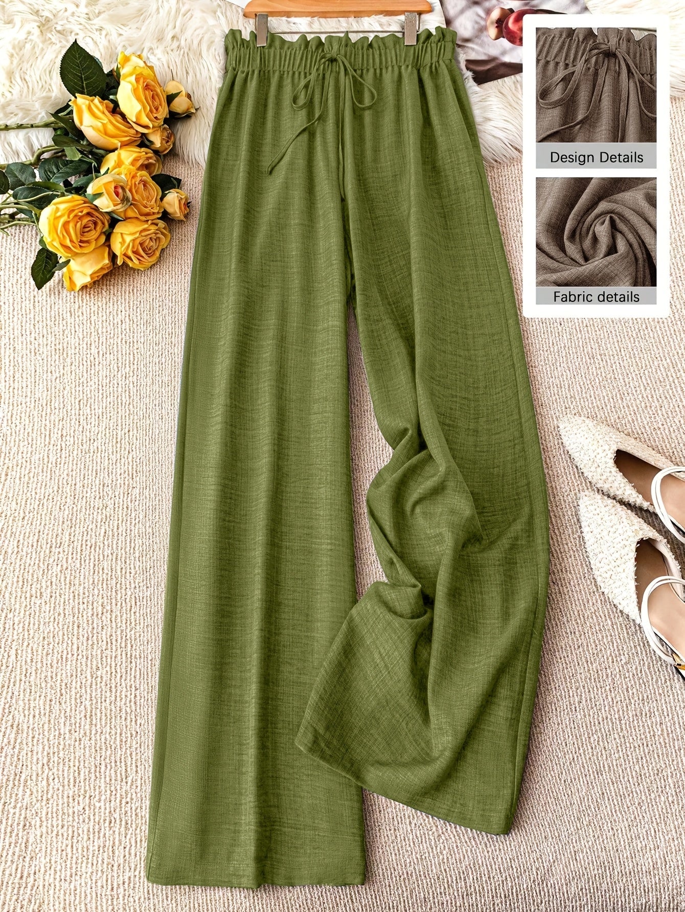 Damen Weite Freizeithose im Straight-Leg-Stil mit Kordelzug – Perfekt für Frühling & Sommer