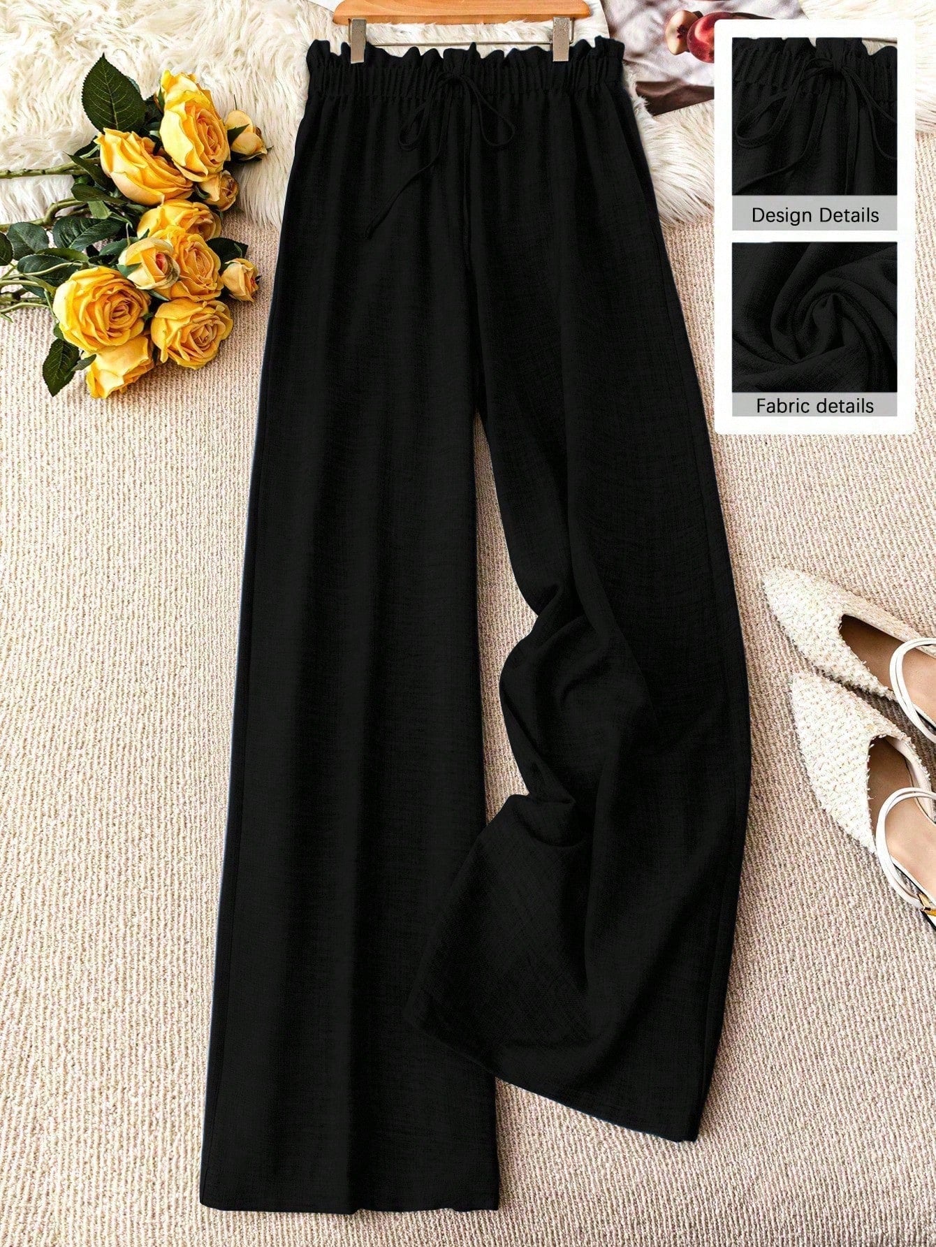 Damen Weite Freizeithose im Straight-Leg-Stil mit Kordelzug – Perfekt für Frühling & Sommer - Image 3