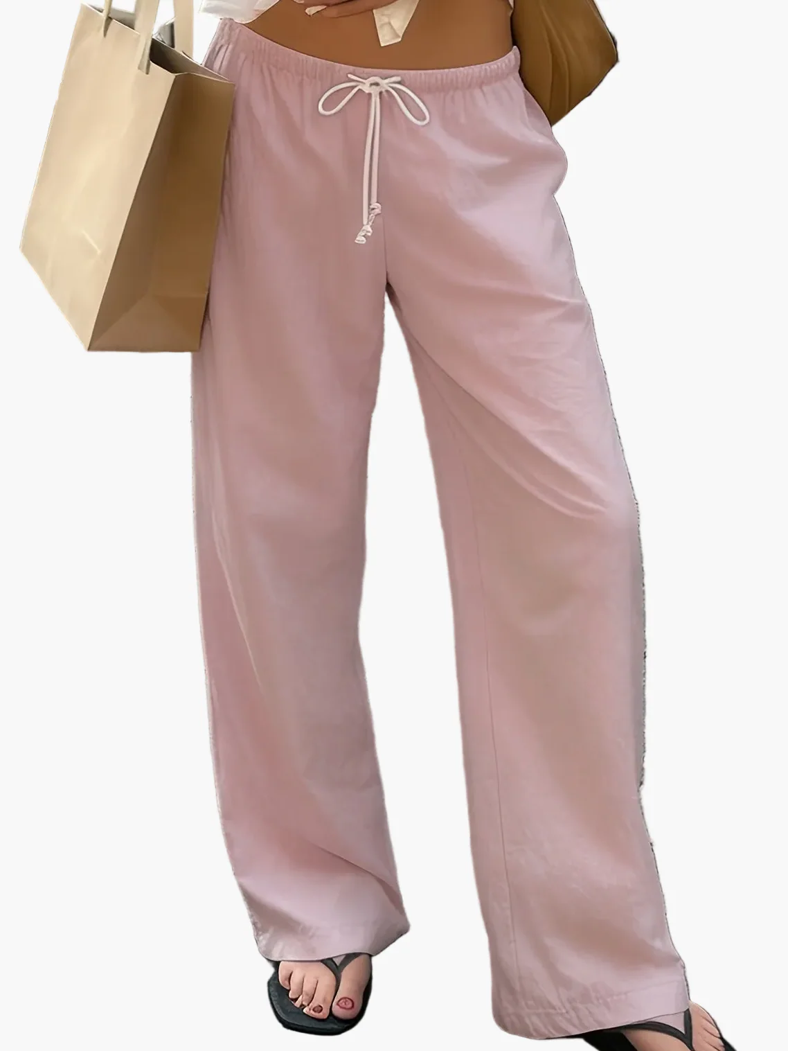 Damen Weite High Waist Freizeithose mit Kordelzug – Moderne Streetstyle Hose für Frühling und Sommer - Image 11