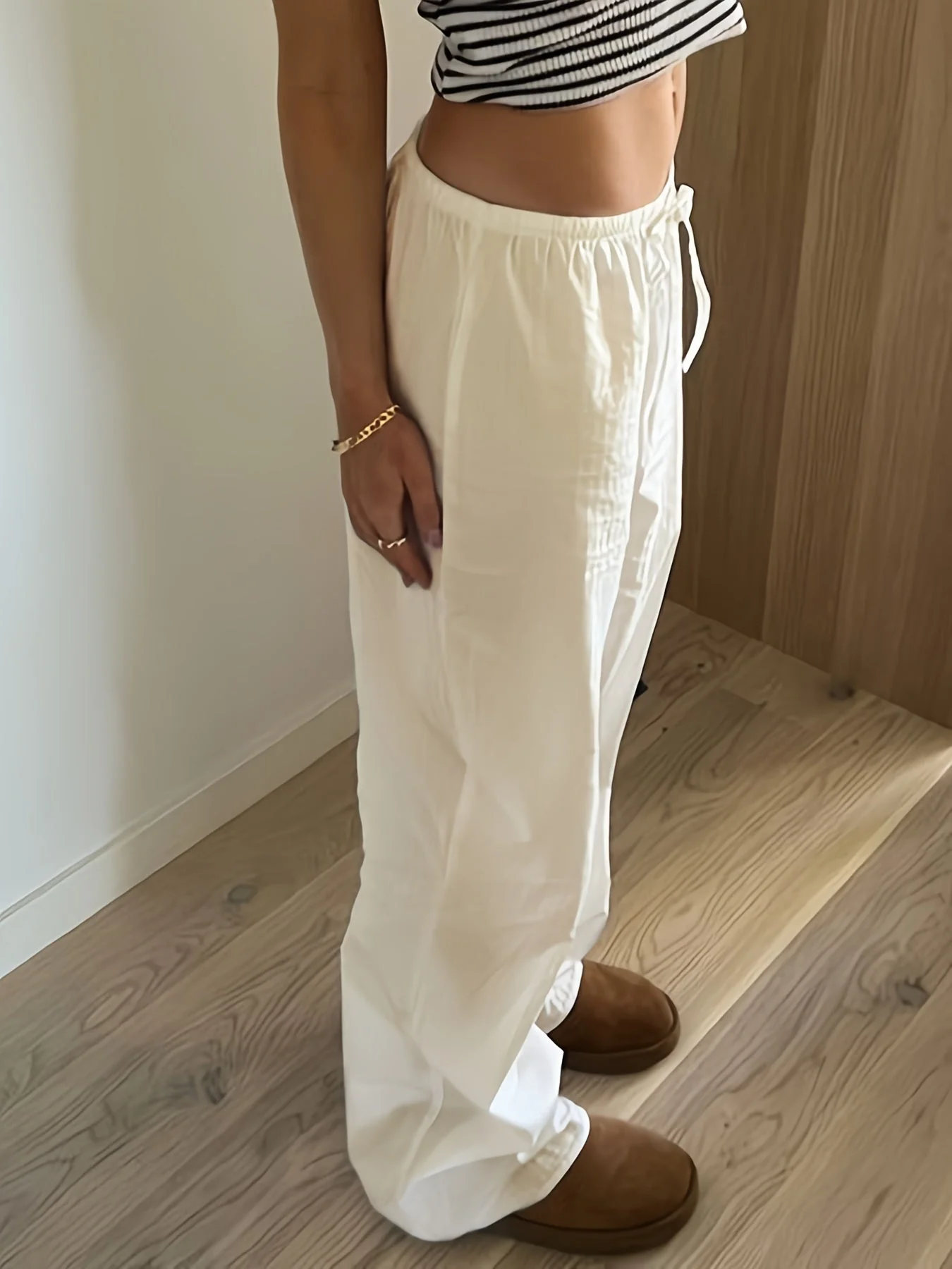 Damen Weite High Waist Freizeithose mit Kordelzug – Moderne Streetstyle Hose für Frühling und Sommer - Image 6
