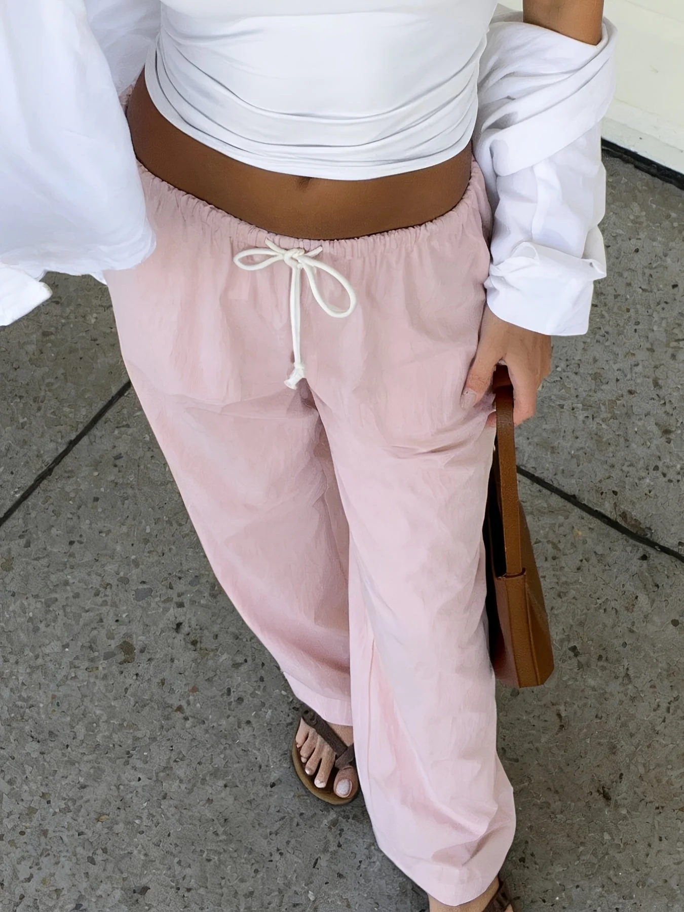 Damen Weite High Waist Freizeithose mit Kordelzug – Moderne Streetstyle Hose für Frühling und Sommer - Image 7