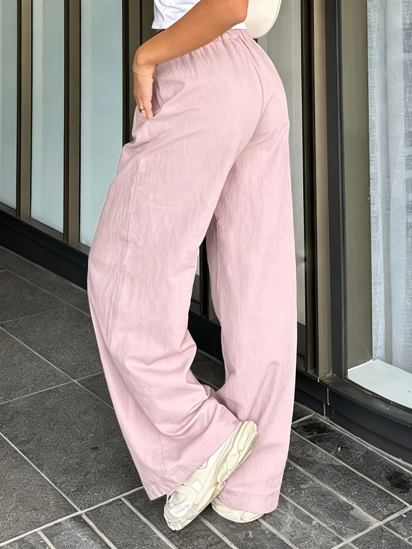 Damen Weite High Waist Freizeithose mit Kordelzug – Moderne Streetstyle Hose für Frühling und Sommer - Image 9