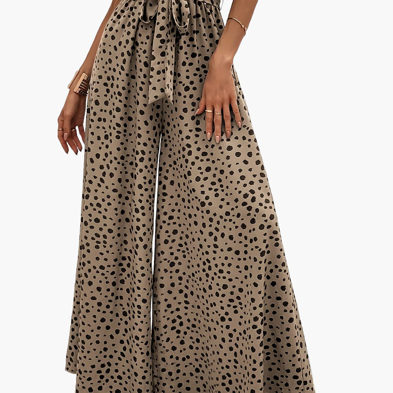 Damen Weite Palazzo-Hose mit Punkten und Bindegürtel – Eleganter Frühlings- und Sommerstil - Image 10