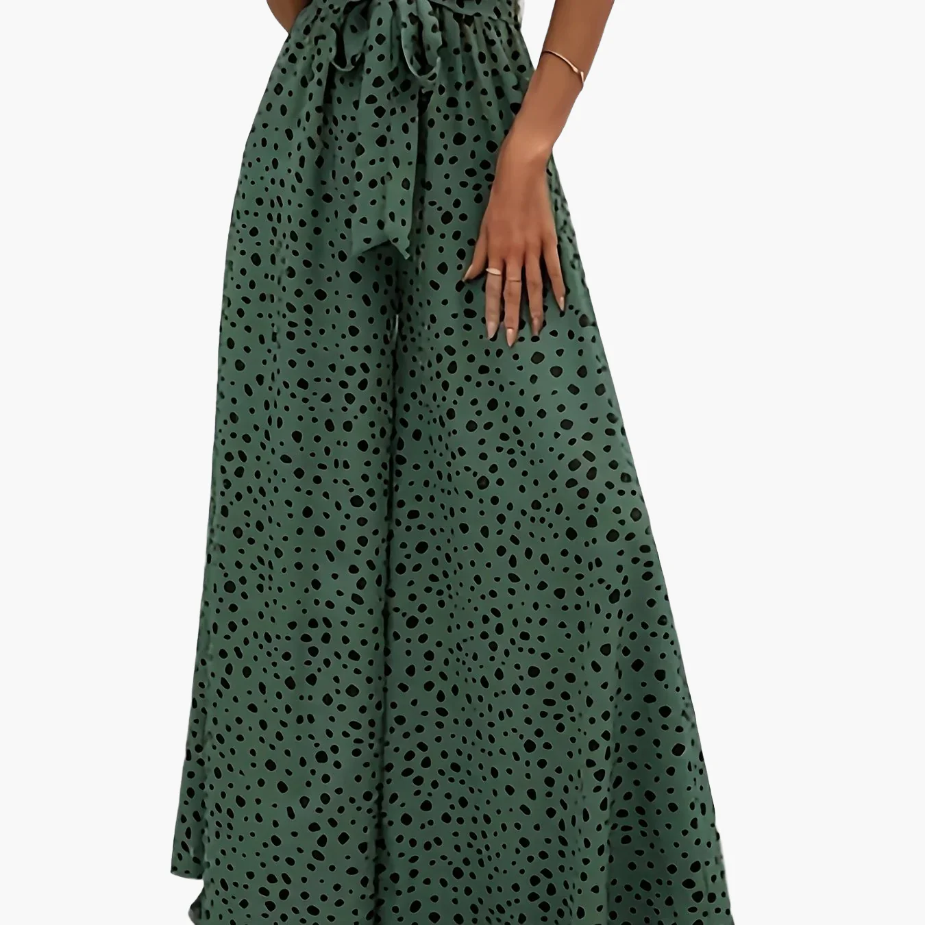 Damen Weite Palazzo-Hose mit Punkten und Bindegürtel – Eleganter Frühlings- und Sommerstil - Image 13