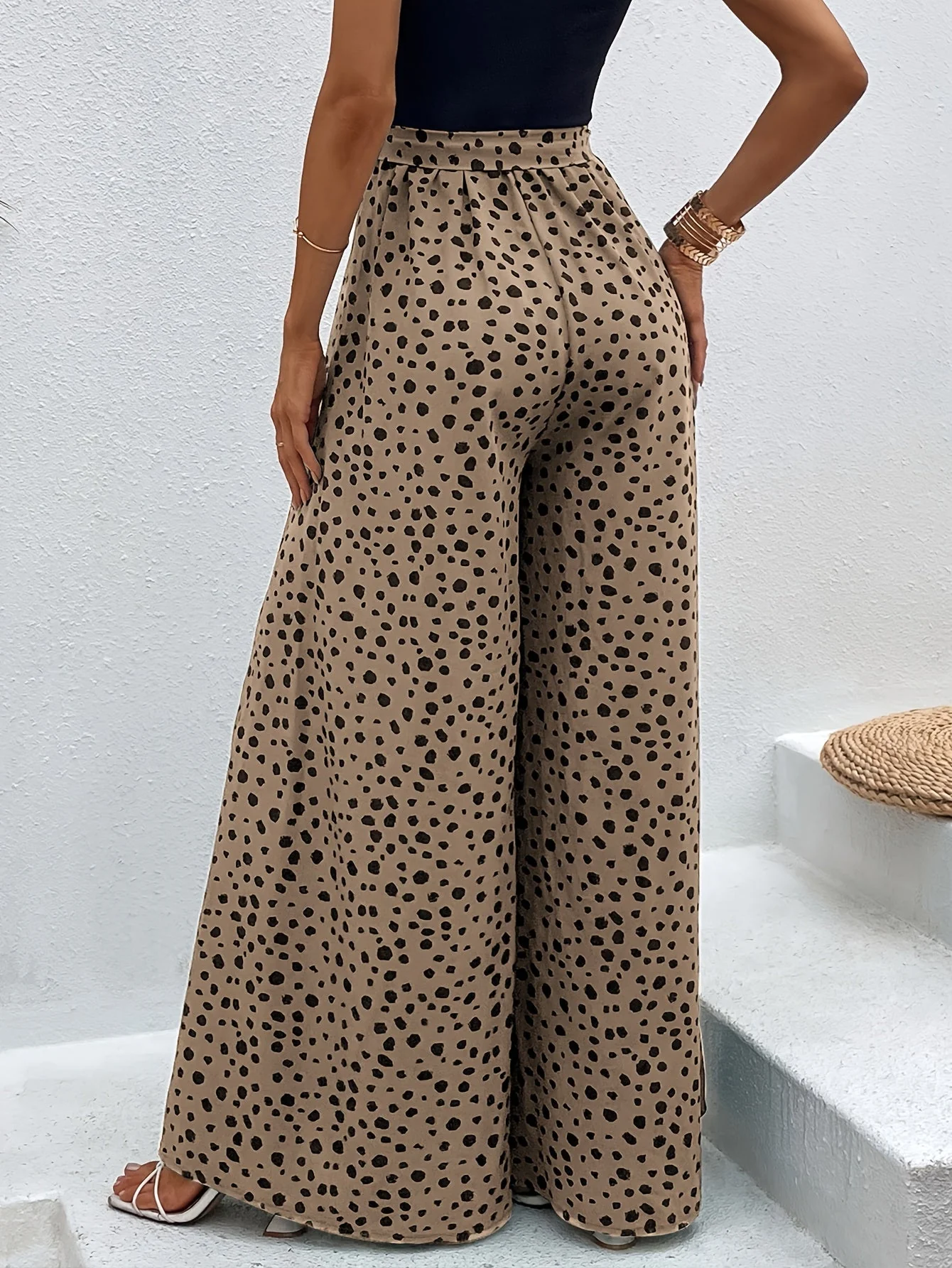 Damen Weite Palazzo-Hose mit Punkten und Bindegürtel – Eleganter Frühlings- und Sommerstil - Image 9