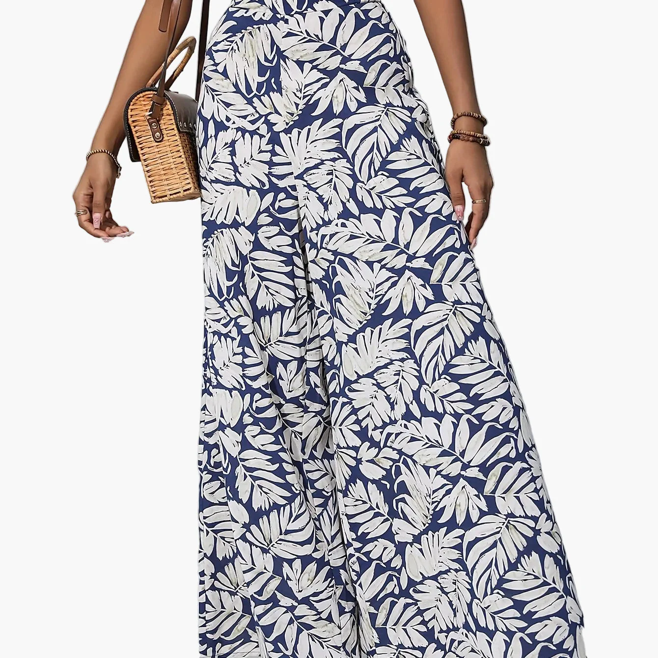 Damen Weite Sommerhose mit tropischem Blattmuster – Modische Palazzo Hose für Strand und Freizeit - Image 13