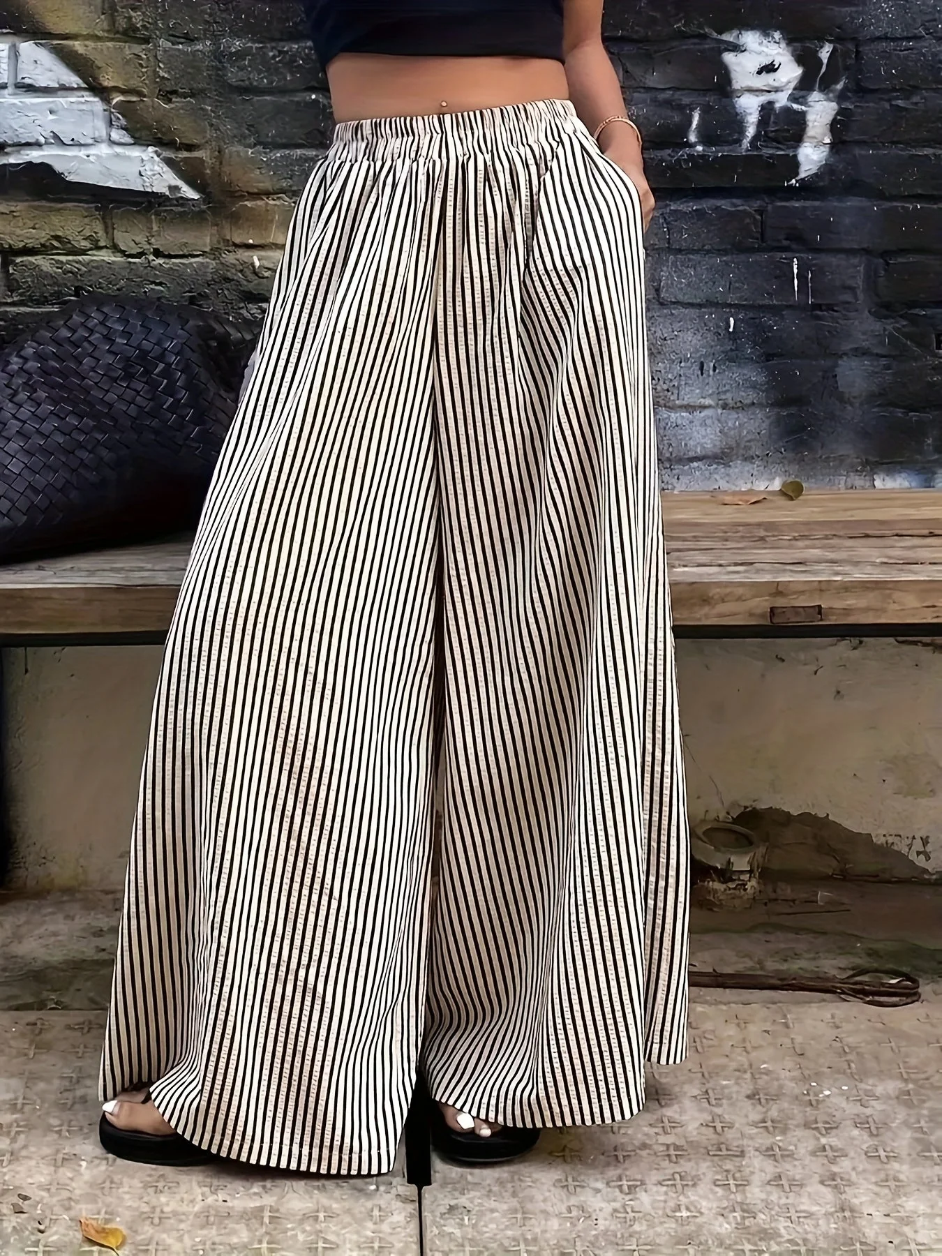 Damen Weite Streifenhose im eleganten Street-Style für Frühling und Sommer - Image 2