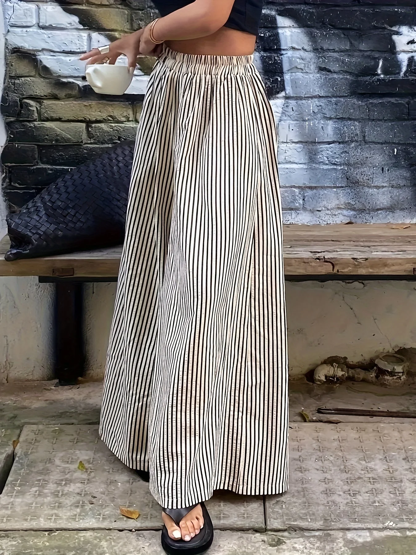 Damen Weite Streifenhose im eleganten Street-Style für Frühling und Sommer - Image 5