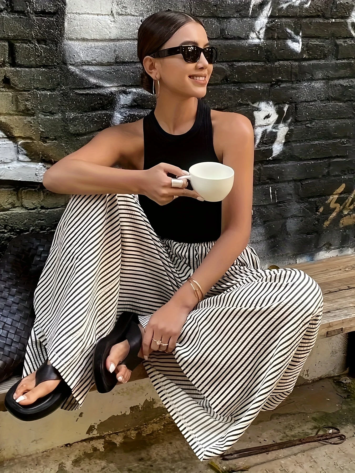 Damen Weite Streifenhose im eleganten Street-Style für Frühling und Sommer - Image 7