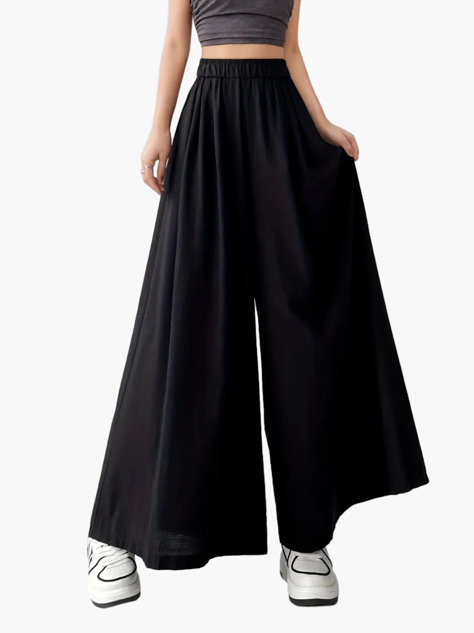 Damen Weitgeschnittene Culotte Hose für Freizeit und Alltag, Trendige Palazzo-Hose, Lockeres Design