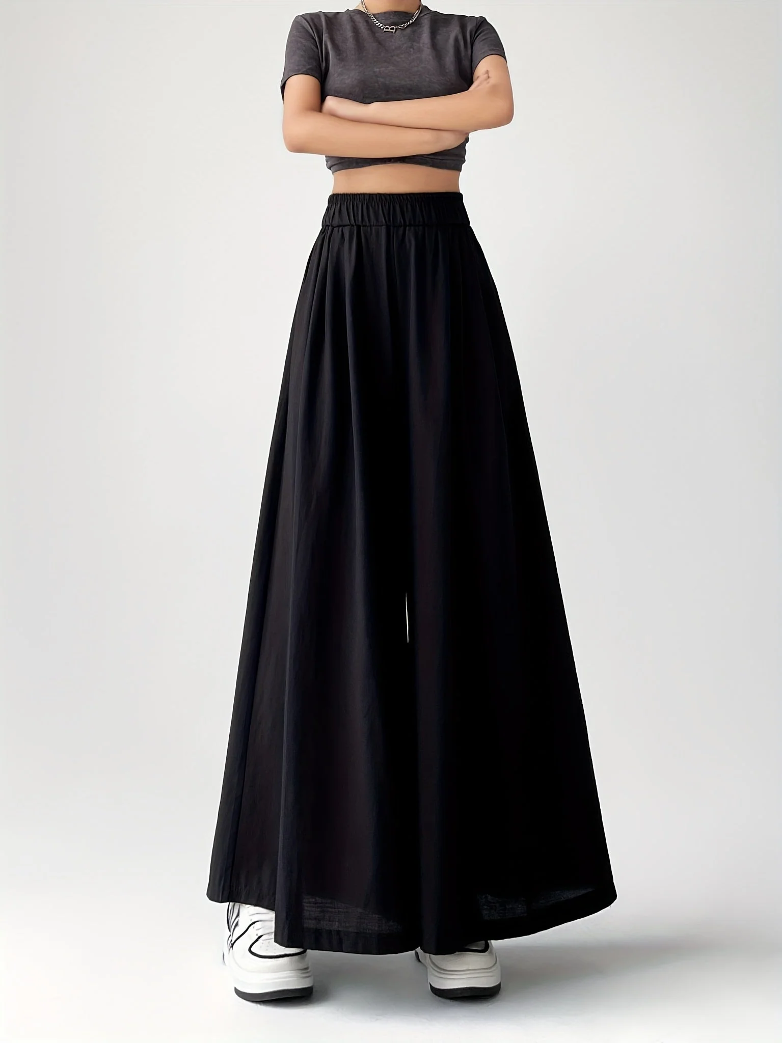 Damen Weitgeschnittene Culotte Hose für Freizeit und Alltag, Trendige Palazzo-Hose, Lockeres Design - Image 6