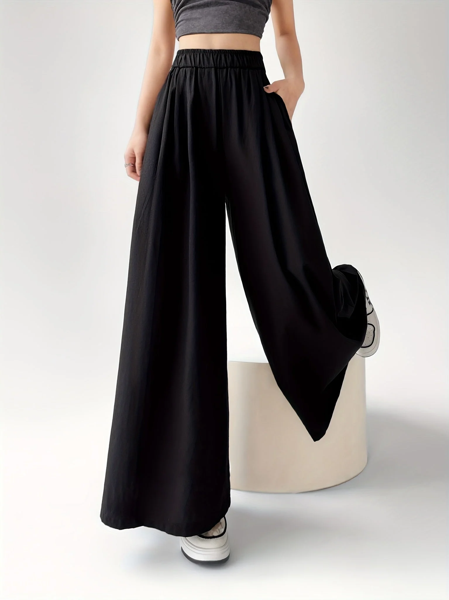 Damen Weitgeschnittene Culotte Hose für Freizeit und Alltag, Trendige Palazzo-Hose, Lockeres Design - Image 7