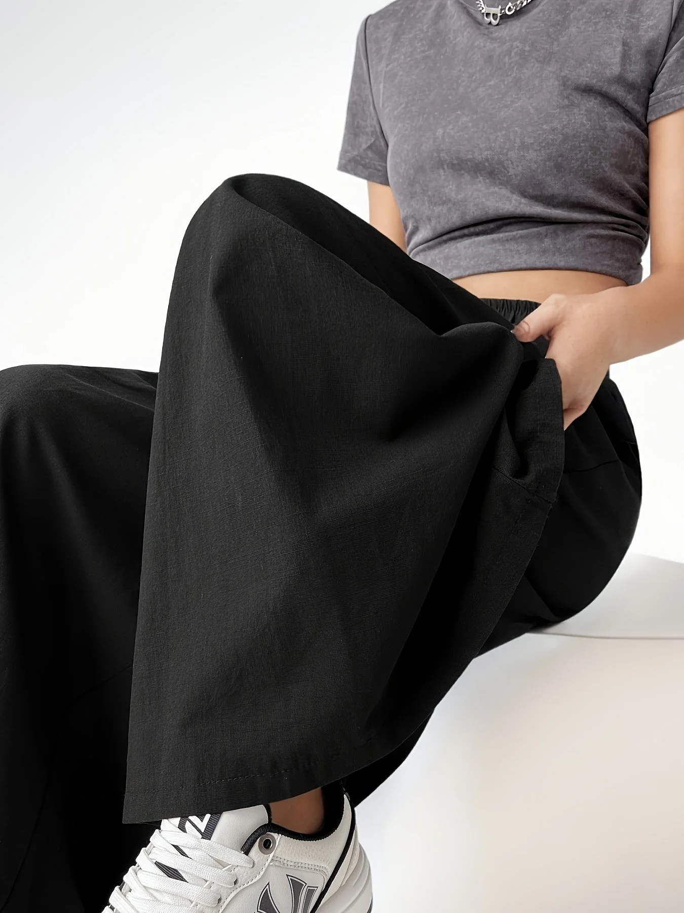 Damen Weitgeschnittene Culotte Hose für Freizeit und Alltag, Trendige Palazzo-Hose, Lockeres Design - Image 8