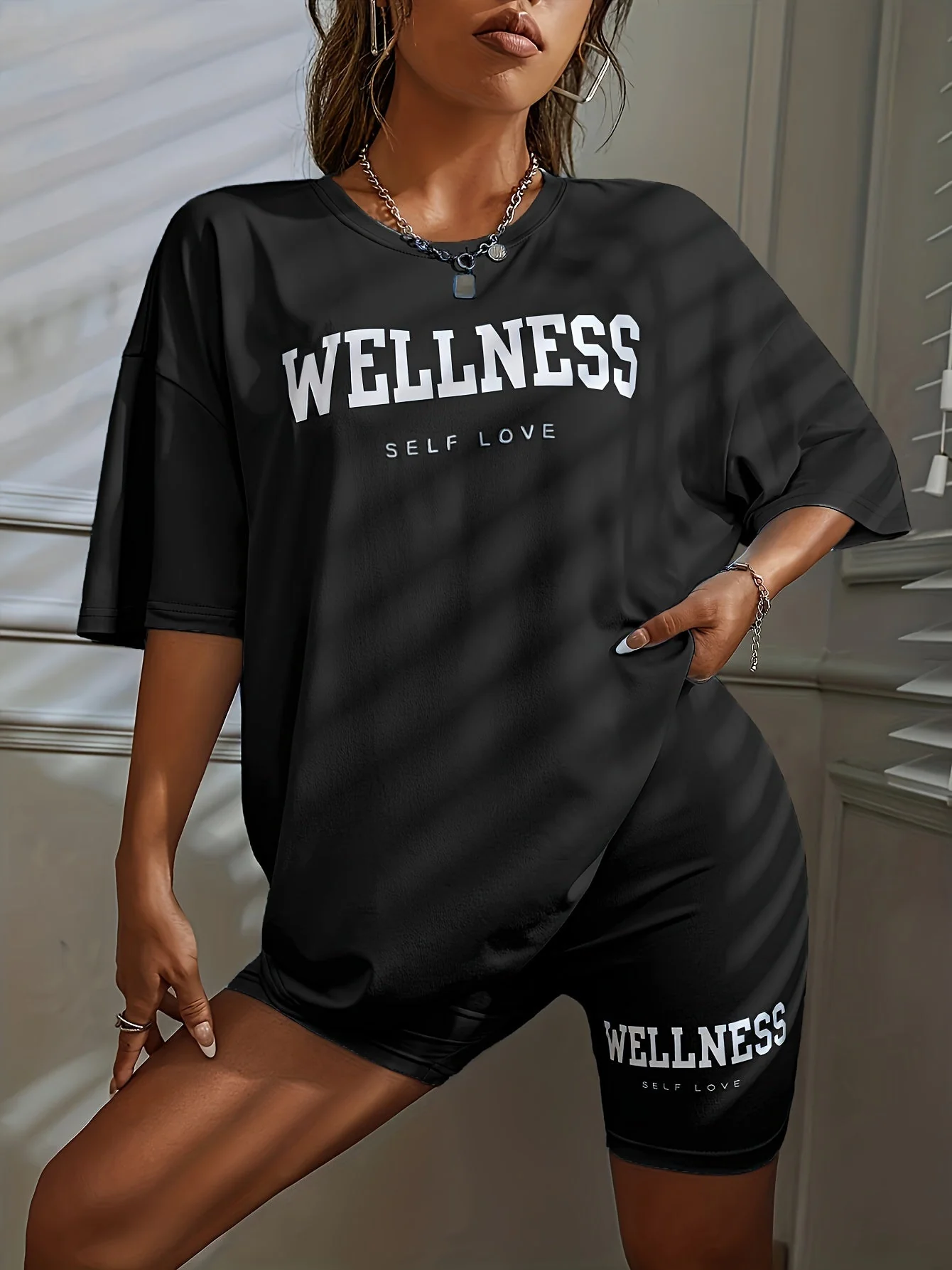 Damen Wellness Oversize Lounge Set – Entspannungs- & Freizeitlook mit Statement-Print - Image 7