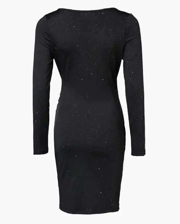 Damen Wickelkleid Elegante Partykleid mit Langarm und Galaxie-Print – Perfekt für Abendanlässe - Image 2