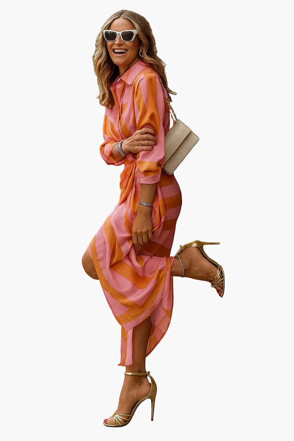 Damen Wickelkleid im Streifen-Design – Modernes Midi-Kleid für Alltag & besondere Anlässe - Image 2