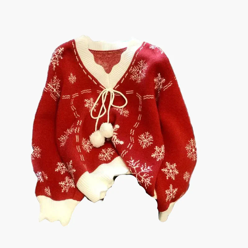 Damen Winter Cardigan mit Schneeflocken-Muster – Festlicher Strickpullover für gemütliche Anlässe