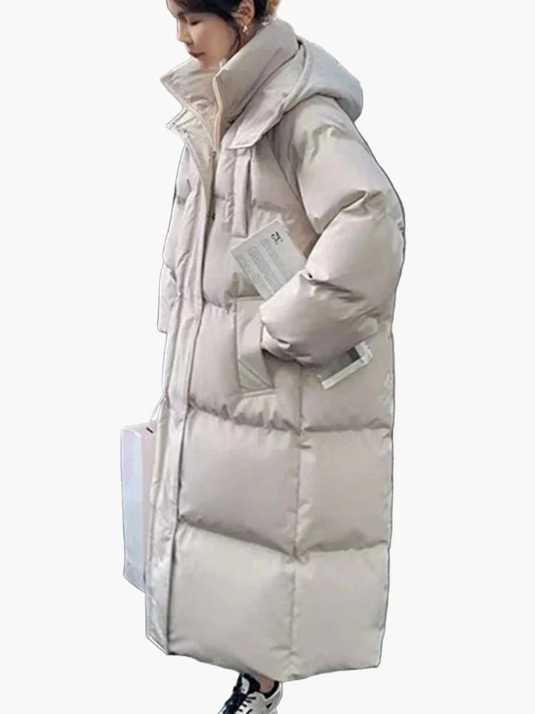 Damen Winter Daunen-Steppmantel Oversized Langer Puffermantel mit Kapuze – Perfekt für kalte Tage