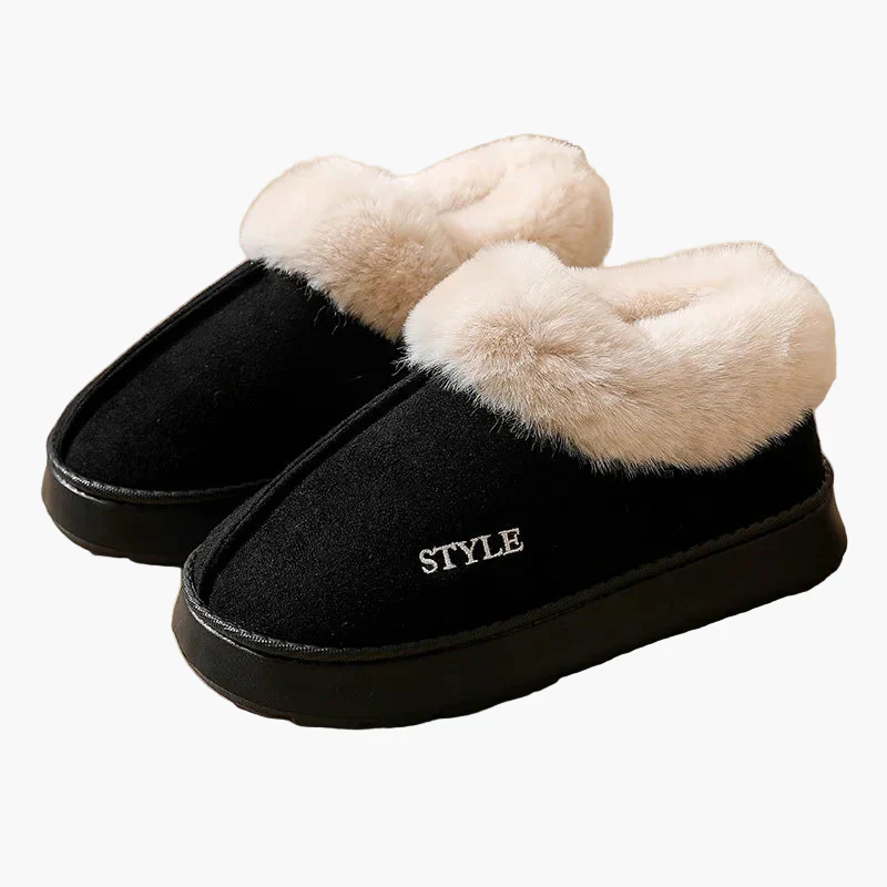 Damen Winter Hausschuhe mit Fellkragen und rutschfester Sohle – Stilvolle und warme Pantoffeln für Zuhause - Image 5