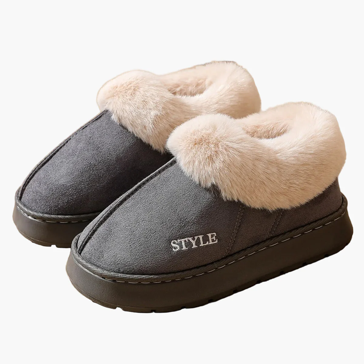 Damen Winter Hausschuhe mit Fellkragen und rutschfester Sohle – Stilvolle und warme Pantoffeln für Zuhause - Image 8