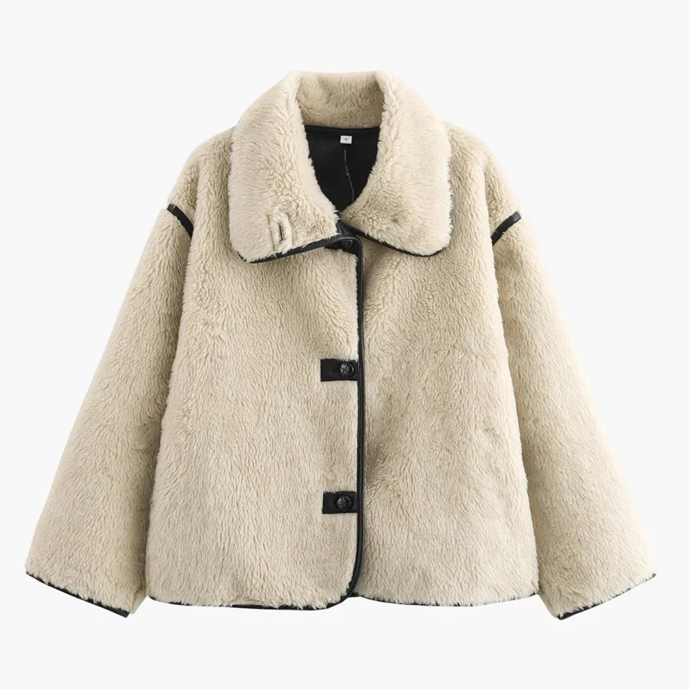 Damen Winter Oversize Kurzjacke im modernen Teddy-Stil – Trendige Freizeitjacke für kalte Tage - Image 2