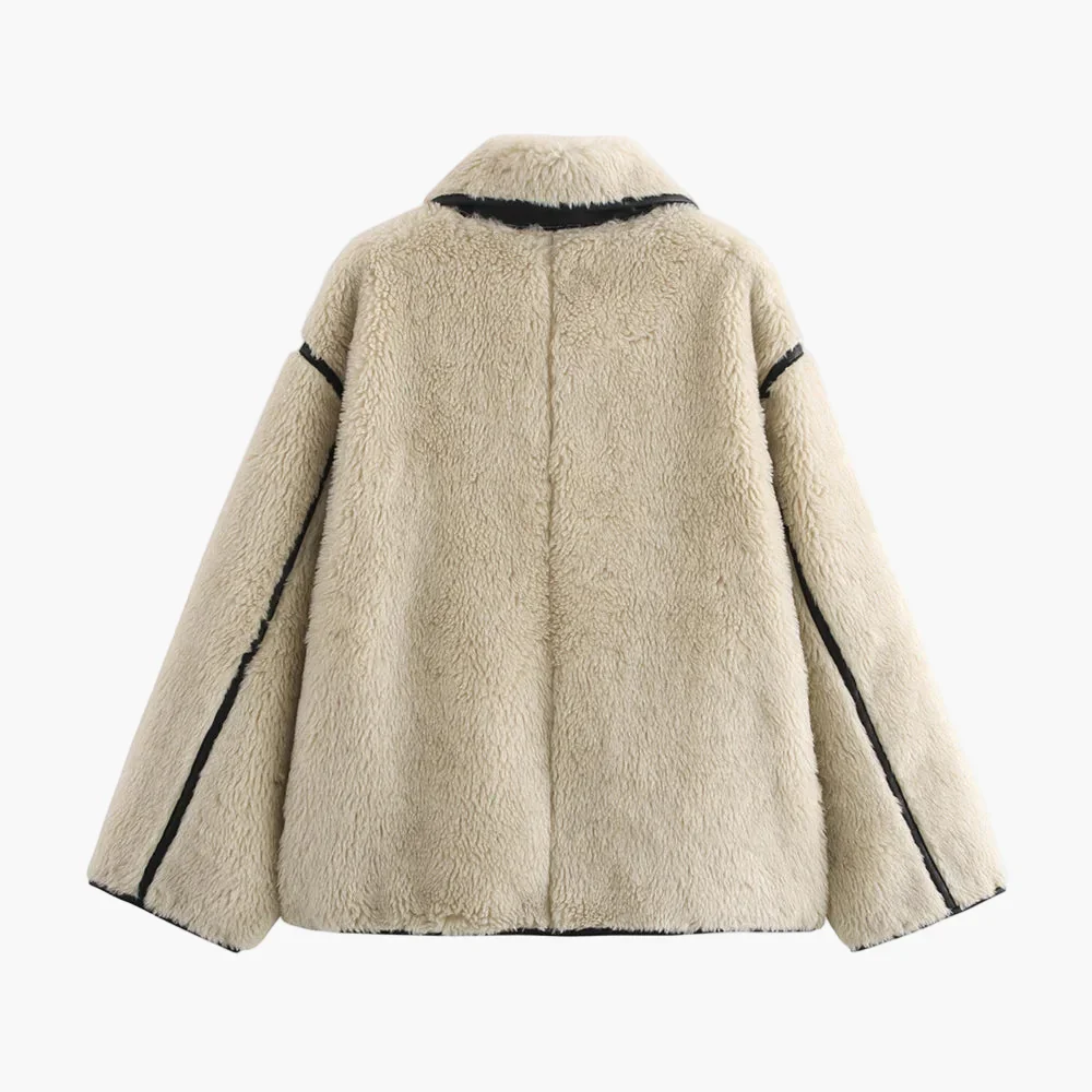 Damen Winter Oversize Kurzjacke im modernen Teddy-Stil – Trendige Freizeitjacke für kalte Tage - Image 3