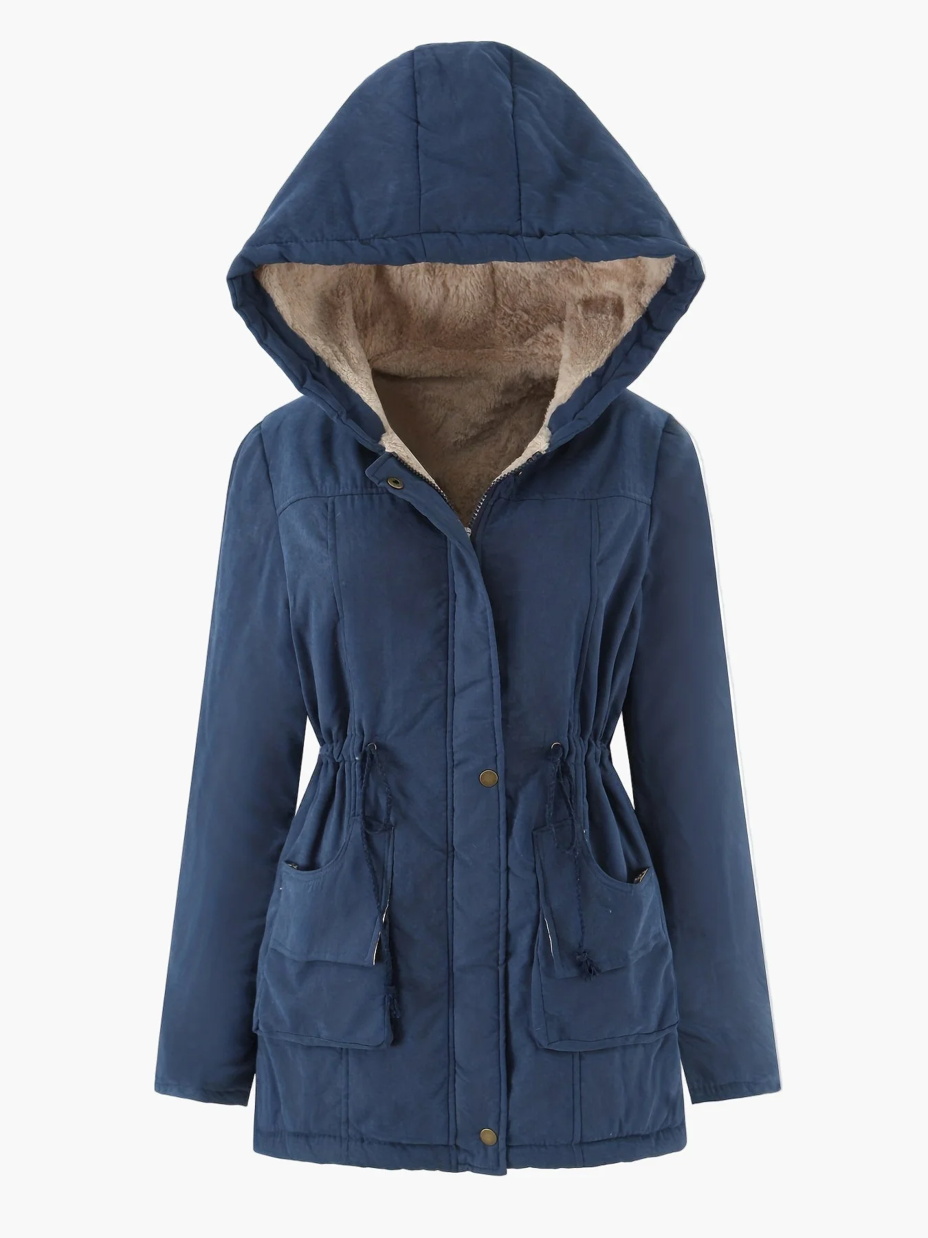 Damen Winter Parka mit Kapuze und Kordelzug – Warme Freizeitjacke für Alltag und Outdoor - Image 2