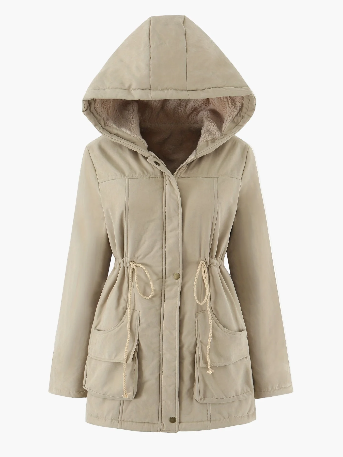 Damen Winter Parka mit Kapuze und Kordelzug – Warme Freizeitjacke für Alltag und Outdoor - Image 3