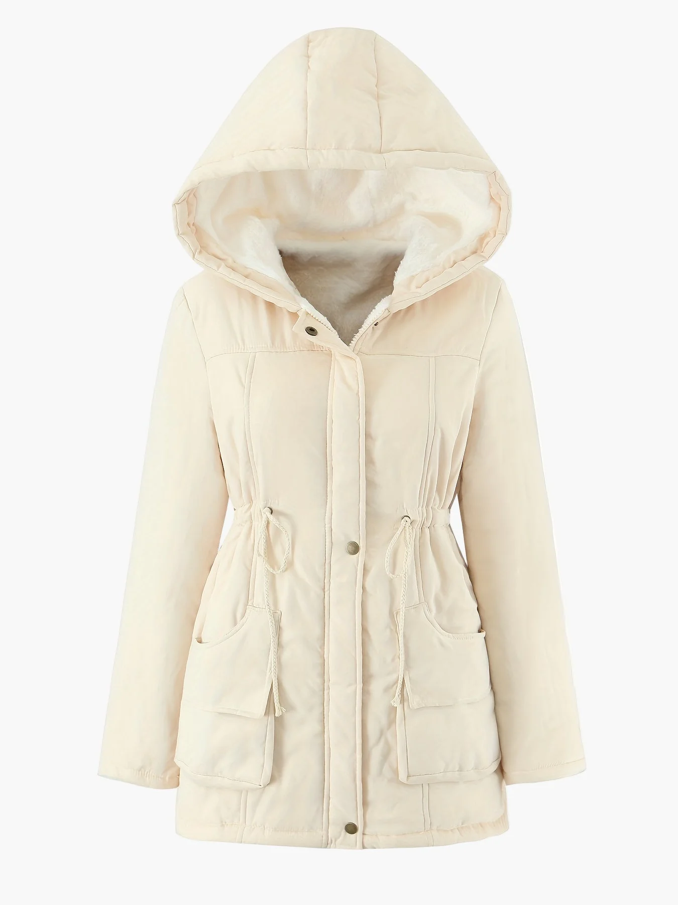 Damen Winter Parka mit Kapuze und Kordelzug – Warme Freizeitjacke für Alltag und Outdoor - Image 4